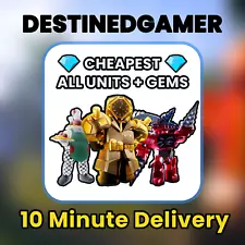 ⏳ MASSIVE SALE ⏳ Toilet Tower Defense (TTD) ALL UNITS + GEMS ð CHEAP PRICES