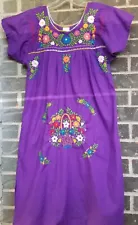 Purple Traditional Embroidered Mexican Fiesta Sundress ~ Sm/Med