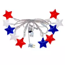 10 LED Star Decorative Lighting String, Red White and Blue US Flag Lights, for