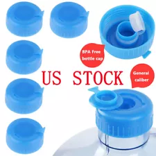 5Pcs Reusable Water Bottles Screw On Cap Non-Spill for 55mm 3-5 Gallon Water Jug