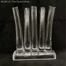 Sempre Hand Blown Crystal Glass 5 Flute Flower Vase