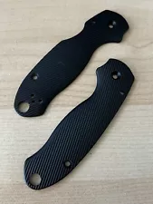 Aluminum Alloy Black Twill Scales for Spyderco Para 3 pocket knife with G10.