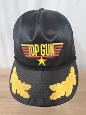 Rare VTG Silk 1980s Top Gun Hat Otto Cap Taiwan Maverick Black Cap Read