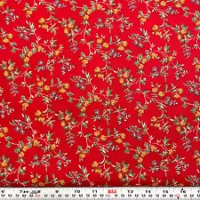 Vintage Peter Pan Fabrics Florals on Red Cotton Fabric by the HALF YARD 18 x 45