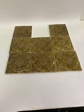 LOT OF 8 VINTAGE OR ANTIQUE GLAZED SQUARE TILES 4 1/4"