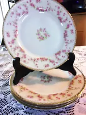 Bridal Rose Vintage Original Lot of 4 Bavaria Schumann Dinner Plates 10" Wide