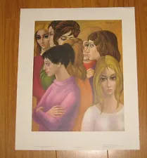 Vintage Margaret Keane print "The Freshmen" 1962 - young big eyes females