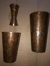 SORD FISH ENGRAVED SERTODO HAMMERED COPPER SHAKER SET & JIGGER SALE