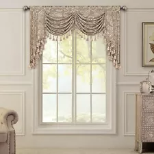 Luxury Waterfall Valances for Windows, Elegant Jacquard Thick Swag Curtains V...