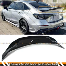 For 22-25 11th Honda Civic 4dr Sedan Gloss Black Highkick Duckbill Spoiler Wing