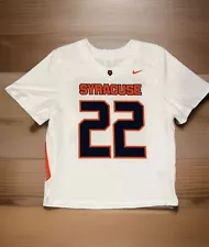 Free Shipping - NEW Nike Syracuse White Lacrosse Jersey #22 Men's L White