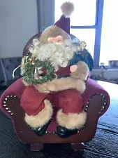 14" Santa Claus Sitting Wing Chair Holiday Christmas Display toys [Used]