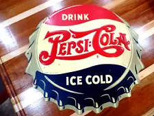 GARANTEED OLD ORIGINAL PEPSI COLA EMBOSSED DIE CUT TIN SIGN M-106 MADE IN USA