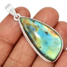 12g Natural Multi Fire Labradorite - Madagascar 925 Silver Pendant CP48170