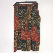 Red and Green African Print Wrap Skirt - Size 20 - by Essence