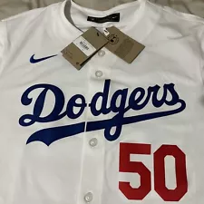 Mookie Betts #50 Mens White Dodger Jersey