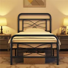 Twin/Full/Queen Size Bed Frame Metal Platform Bed with Headboard & Footboard