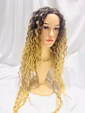 Gorgeous Brazilian Curly Mixed Fibres Hair Blonde Ombré Lace Front Wig 34” SALE