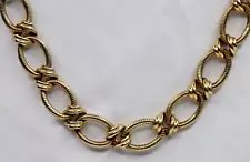 Vintage Heavy Gold Tone Large Oval Link Chain Necklace