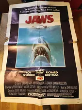 JAWS SPIELBERG Original 1975 USA 1-sheet movie poster 41"x27" see cond. pics