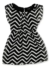 Womens Medium As U Wish Black & White Chevron Midi Dress Preowned