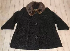 Lepshire Black Persian Lamb Coat Curly Lamb With Mink Trim Genuine Fur ð¥ð¥