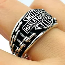 Mens Chain Model Harley Davidson 925 Sterling Silver Ring Handmade Jewelry