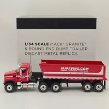 FIRST 1/34 Mack MJ Granite & Round End Dump Trailer 19-4187 DIECAST Model Truck