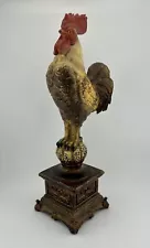 Vintage Resin French Country Style Rooster Table Decor Approx. 13” Colorful