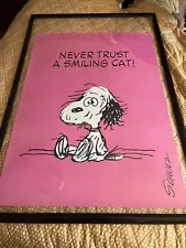 VTG 1958 SNOOPY Poster SCHULTZ Peanuts ‘Never Trust A Smiling Cat’ 20X28