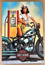 Harley Gas Pump Tin Sign (Hard Pan Knuckle Fat Sportster Twin HOG Softail CGA1