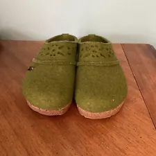 Haflinger Woolmark Olive Green Pure Wool Clog Slip On Mule Shoes Womens Size 40