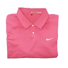 Nike Polo Shirt Mens Extra Large Pink Stripe Tiger Woods Golf Performance Tech