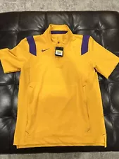 NIKE 1/2 Zip Pullover Coaches S/S Yellow Purple Mens S LSU Lakers