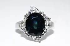 $16,000 5.72CT GIA CERTIFIED NATURAL SAPPHIRE & DIAMOND PLATINUM COCKTAIL RING