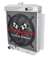 Cold Champion 2 Row Radiator W/ 16" Fan for 1954 - 1956 Ford Skyliner V8 Engine (For: 1954 Ford Skyliner)