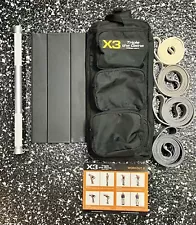 X3 Bar Complete Home Gym Workout System 4 Bands Bar Plate Carry Case