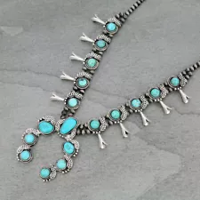 *NWT* Natural Squash Blossom Turquoise Necklace 7310360089