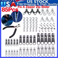 85Pcs Fix A Zipper Removable Zip Slider Rescue Instant Repair Kit Replacement US