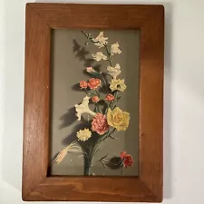 Vintage FLORAL Carnations Roses Still Life Stock Print on Board Wood Frame