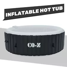 Portable Inflatable Spa Tub 6 Person Outdoor Above Ground Pool 7 Foot Black