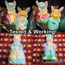 Vintage Large Empire Mr. 33” & Mrs. 31” Easter Bunny Rabbit Light-Up Blow Mold