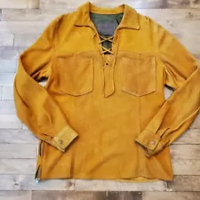 Vtg Deer Skin Jacket Shirt Pullover Mountain Man Hide Buckskin Western Mens Sz S