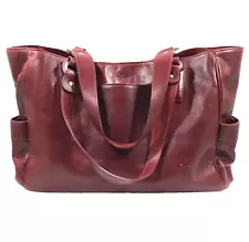 KING RANCH Burgundy Red Saddle Leather Cargo Tote Large Hand Bag Purse + Key Fob