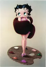 Betty Boop Artist's Pallet Boop Standing on Pallet Postcard Unposted