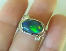 Platinum Solitaire Lively Black Opal Diamond Ring - 10.67 gms, Sz 5.25, 1.90 ctw