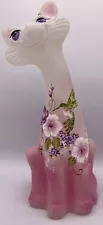 Fenton Art Glass OOAK Michelle Kibbe Painted Hummingbird Floral Glass Alley Cat