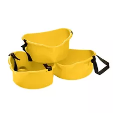 SET OF 3 PLASTIC BERRY PICKING BASKETS WITH ADJUSTABLE STRAP, YELLOW