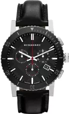 Brand New Burberry City BU9382 Chronograph Black Dial Leather Band Men's Watch