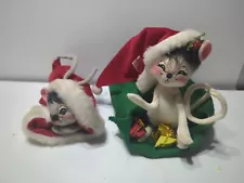 ✨VINTAGE✨ (Lot Of 2) Annalee Mobilitee Dolls: Christmas Mice 1965 & 1999